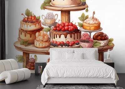 cake with strawberries bakery and cake PNG Wall mural