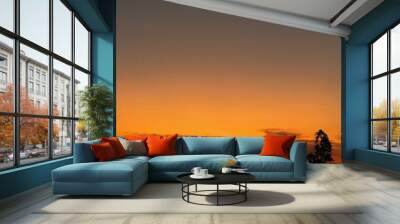 Orange sky at sunset, Orange sky background, Warm orange sky Wall mural