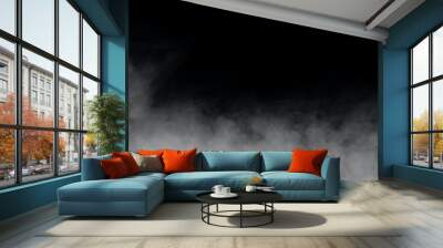 White smoke or fog isolated on black background. Wall mural