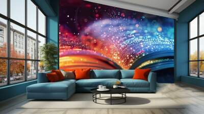 Artistic interpretation of light beams from a book and computer merging, symbolizing blended learning 8K , high-resolution, ultra HD,up32K HD Wall mural