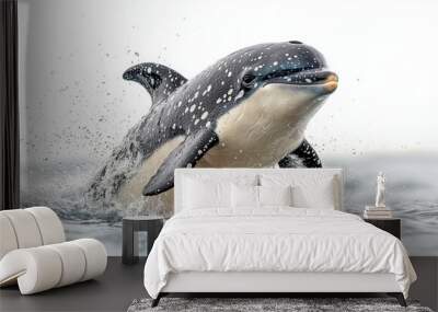 A playful porpoise on a white background Wall mural