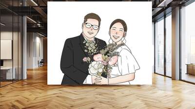 couple wedding  bride and groom Wall mural