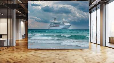 Cruise ship, Cruise ship, Beautiful white cruise ship, Luxury cruise ship in the ocean, Special travel concept, Holiday travel, Summer vacation Wall mural