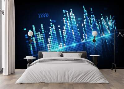 Sound wave rhythm background, technology concept, futuristic digital innovation background vector illustration Wall mural