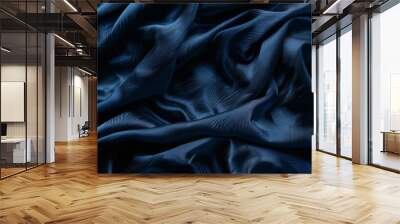 Close-up of smooth shiny blue satin fabric Wall mural