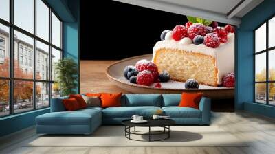 Delicate Cake with Berries and Mint Garnish Wall mural