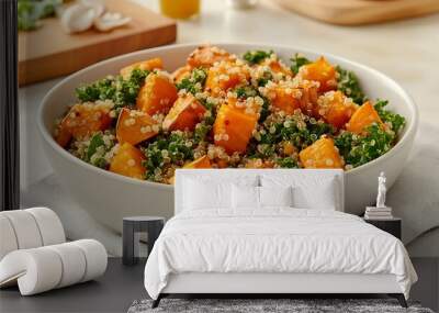 Delicious quinoa salad with roasted pumpkin and kale a healthy and nutritious vegan dish for any meal Wall mural