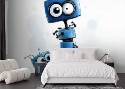 Cute Cartoon Robots Illustration Wall mural