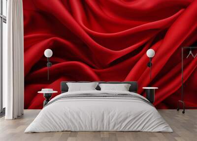 Abstract background Red cloth streamer luxury 3D render Wall mural