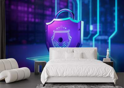 Abstract cyber security system master key. Wall mural