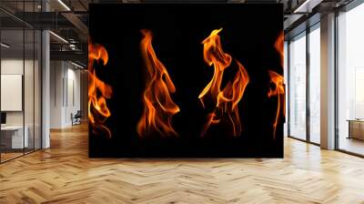 Include burning flame fire isolated on dark background for graphic design purposes. Wall mural