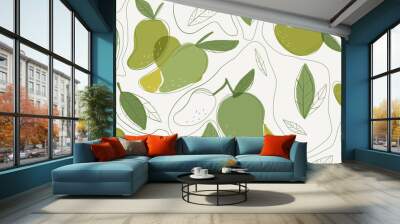 Mango illustration pattern background collage Wall mural