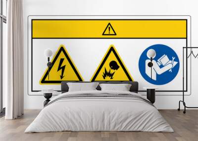 Caution Electric Shock Hazard Symbol Sign, Vector Illustration, Isolate On White Background Label. EPS10 Wall mural