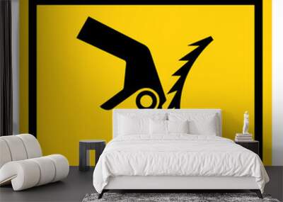 Cutting Hazard Warning Sign, Vector Illustration, Isolate On White Background Label. EPS10 Wall mural