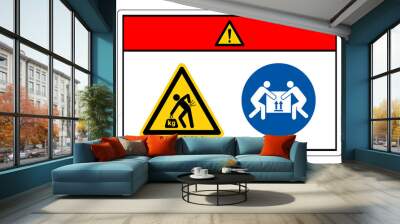 Danger Lift Hazard Use Team Lifting Required Symbol Sign,Vector Illustration, Isolated On White Background Label. EPS10 Wall mural