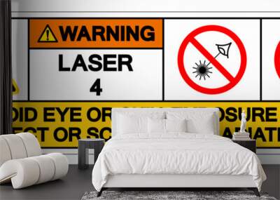 Warning Laser 4 Avoid Eye or Skin Exposure to Direct or Scattered Radiation Symbol Sign, Vector Illustration, Isolate On White Background Label .EPS10 Wall mural