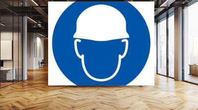 Wear Head Protection Symbol Sign,Vector Illustration, Isolated On White Background Label. EPS10 Wall mural