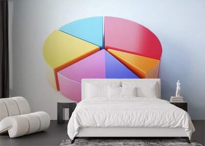 A segmented 3D pie chart with raised portions, set against a minimalist white background, emphasizing key data points and trends in business analysis. Wall mural