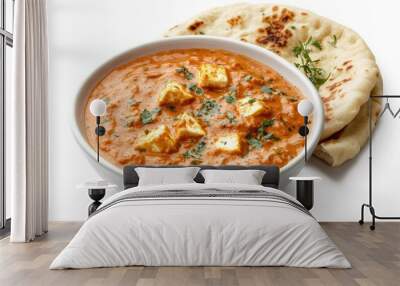 Delicious Indian Curry with Naan Bread Wall mural