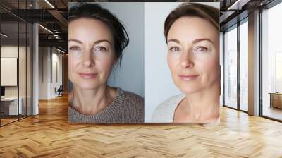 Natural Beauty Portraits of a Woman with Minimal Makeup Wall mural