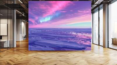 Breathtaking Aurora Borealis Illuminates Serene Coastal Seascape Wall mural