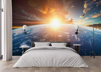 Breathtaking Celestial Landscape of the Majestic Planet Earth at Sunrise Wall mural