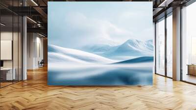 Breathtaking Snowy Arctic Landscape with Majestic Mountain Peaks and Serene Stillness Wall mural