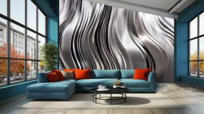 Captivating Metallic Wave of Undulating Elegance and Futuristic Allure Wall mural