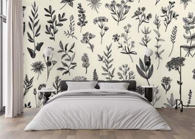 Floral Patterns and Botanical for Nature Designs Wall mural