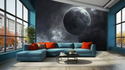 Haunting Lunar Eclipse Over a Moody Cosmic Landscape Wall mural