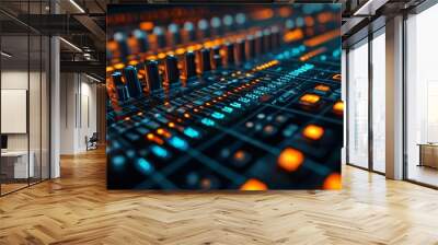 Intricate Audio Mixing Console for Podcast and Streaming Production Wall mural