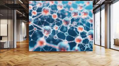 Intricate Molecular Network Showcasing the Wonders of Nanotechnology and Scientific Advancement Wall mural