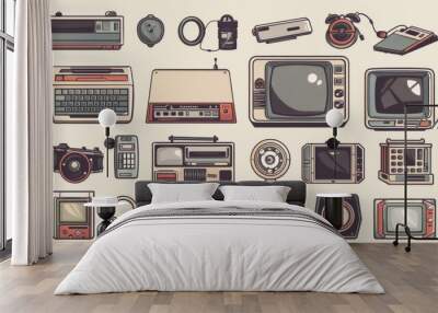 Vintage Retro Technology Electronics Collection Display Wall mural