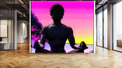 meditating statue Wall mural