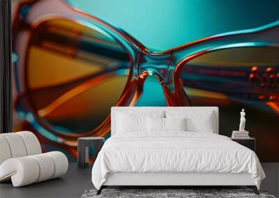 119. A close-up of a pair of sunglasses with a trendy design, highlighting the functionality and style of fashion accessories. Wall mural