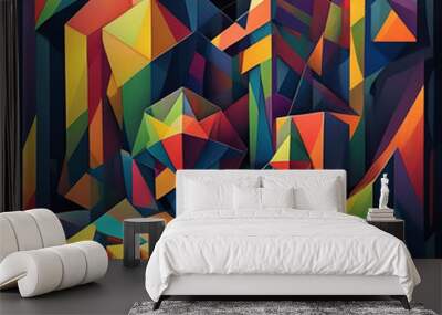 abstract geometric background, rainbow in the dark Wall mural