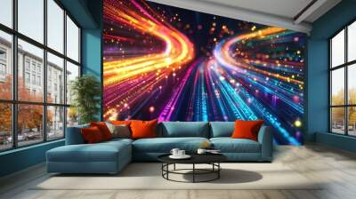 The image is a colorful, abstract representation of a light trail Wall mural