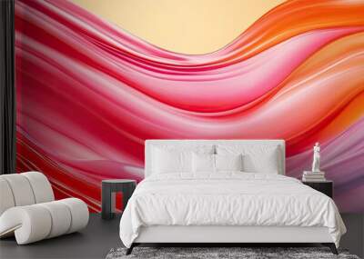 Abstract colorful wave design showcasing flowing gradients of red, pink, and orange, perfect for modern artwork or backgrounds. Wall mural