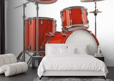 Drum kit. Isolated on white background. Include clipping path. 3d render Wall mural