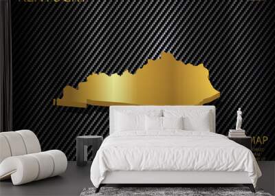 isometric map gold of Kentucky on carbon kevlar texture pattern tech sports innovation concept background. for website, infographic, banner vector illustration EPS10 Wall mural