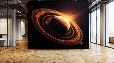 A gas giant planet with a ring system of millions of tiny particles Wall mural