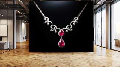 A luxurious ruby necklace exuding elegance and sophistication Wall mural