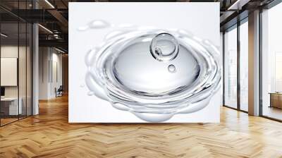 A water droplet frozen in time, capturing the intricate details of its surface tension. Wall mural