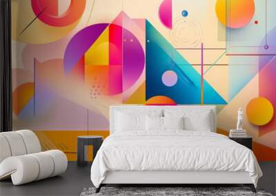 A colorful abstract painting with a lot of different shapes and colors Wall mural