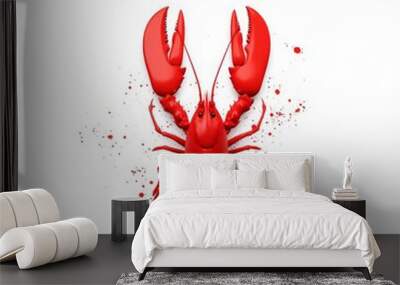 A lobster clipart, abstract ink splatter design, bold and dynamic, isolated on white background. Wall mural