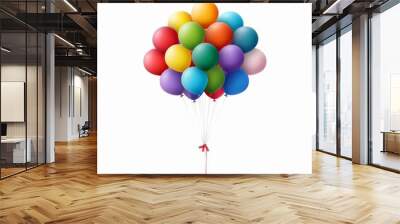 Balloons cluster, event decoration element, flat design illustration, rainbow colors, isolated on white background Wall mural