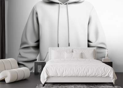 Classic hoodie, clothing element, hand-drawn illustration, soft material, isolated on white background Wall mural