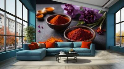 Spices and condiments, spices and herbs Wall mural