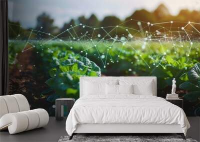 AI-driven irrigation systems in a sustainable agriculture field. Wall mural