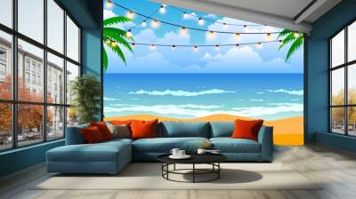 colorful hanging light for the party on the beach	 Wall mural